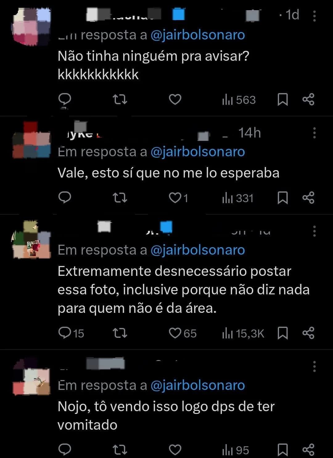 IMAGEM FORTE: Bolsonaro posta foto de intestino exposto e choca web