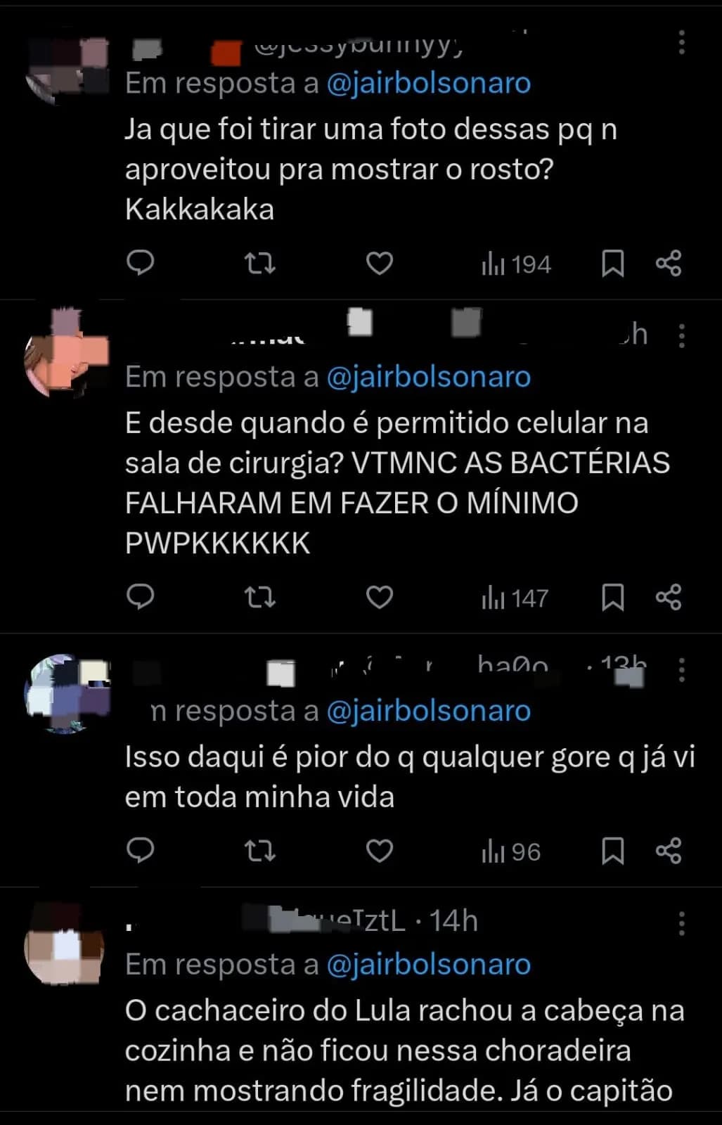 IMAGEM FORTE: Bolsonaro posta foto de intestino exposto e choca web