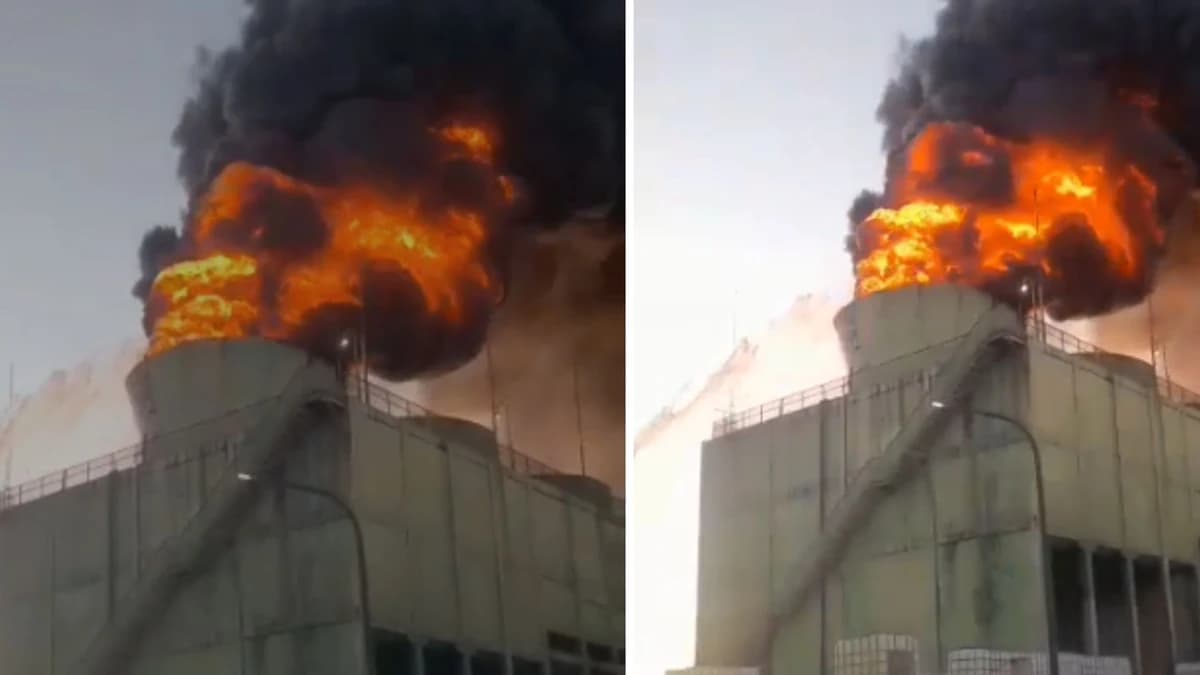 VÍDEO: Torre de fábrica de produtos químicos pega fogo em Salvador