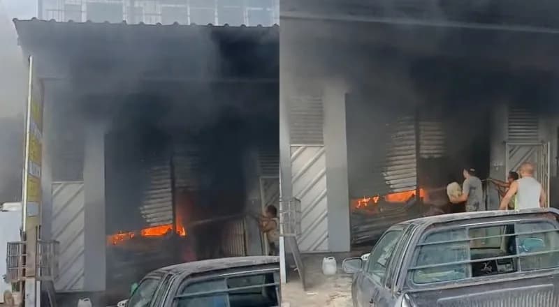 Carro pega fogo em garagem e causa pânico entre moradores no Educandos