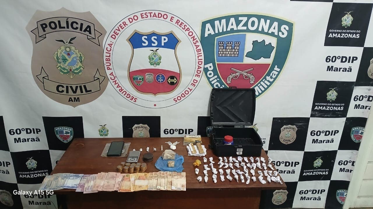 Dupla é presa com drogas e material para tráfico em ação conjunta da PC e PM em Maraã