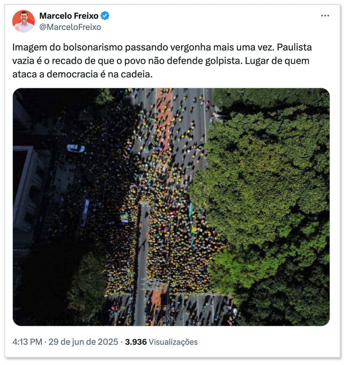 Aliados de Lula ironizam ato de Bolsonaro na Paulista: “Broxou mais uma vez”