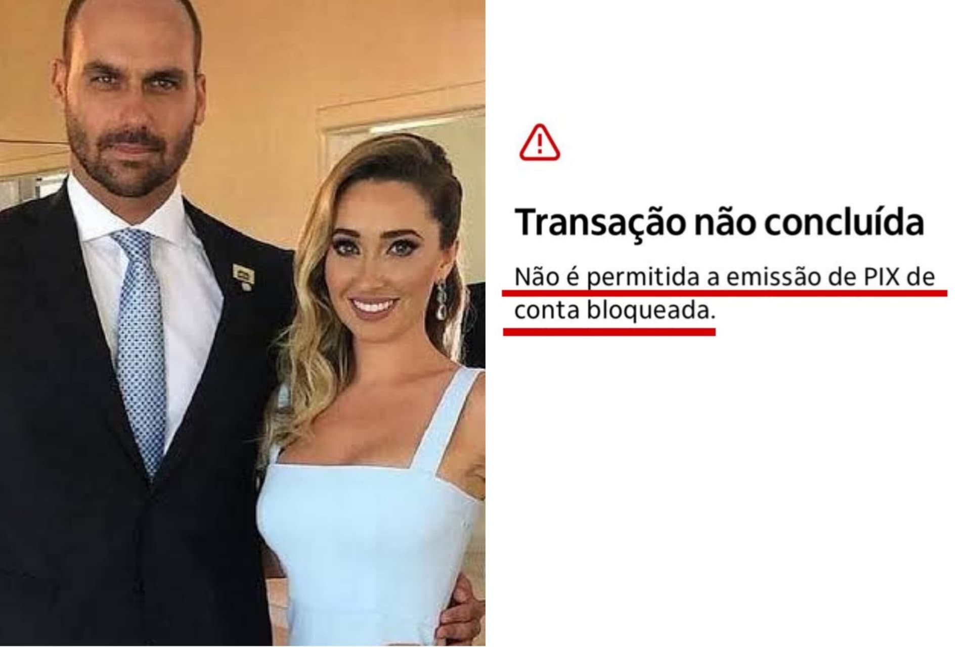 Eduardo Bolsonaro diz que esposa teve contas bloqueadas pelo STF “sem justificativa legal”