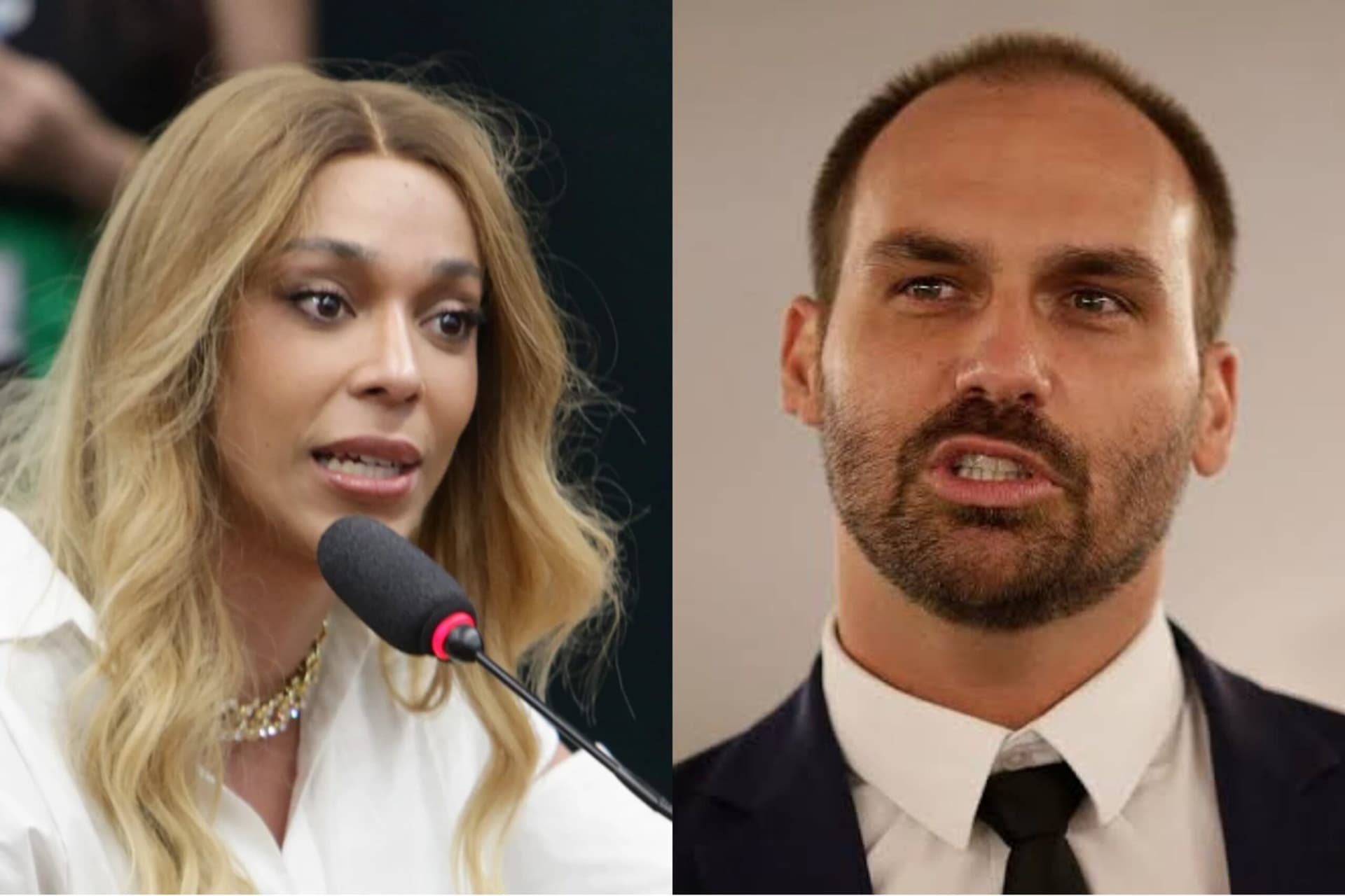 Erika Hilton detona Eduardo Bolsonaro nas redes: “É um verme; nunca mais abraçará o pai”