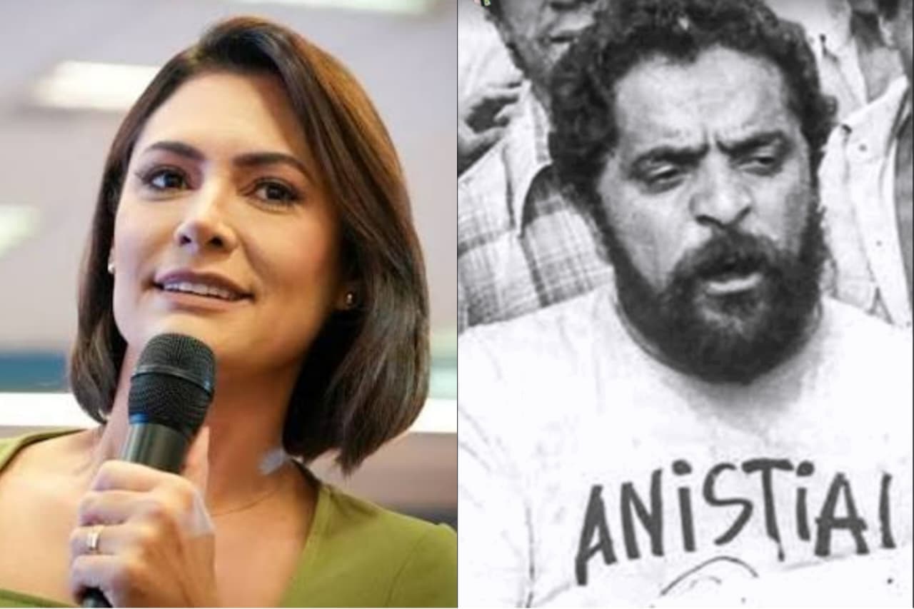 Michelle volta a compartilhar foto de Lula com camisa a favor da anistia em 1979