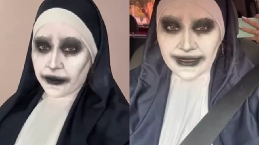 VÍDEO: Fã se veste como freira demoníaca dos filmes “Invocação do Mal” e é barrada em shopping