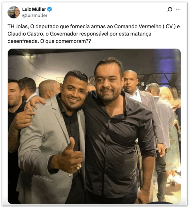 Internautas compartilham fotos de governador do Rio Claudio Castor com ex-deputado ligado ao CV