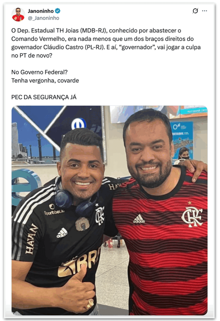 Internautas compartilham fotos de governador do Rio Claudio Castor com ex-deputado ligado ao CV