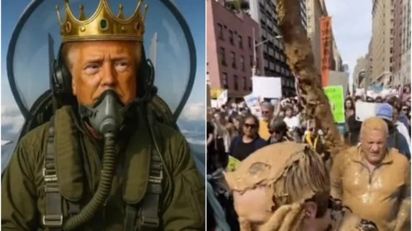 Trump posta vídeo feito por IA jogando fezes em manifestantes após atos de “No Kings” nos EUA