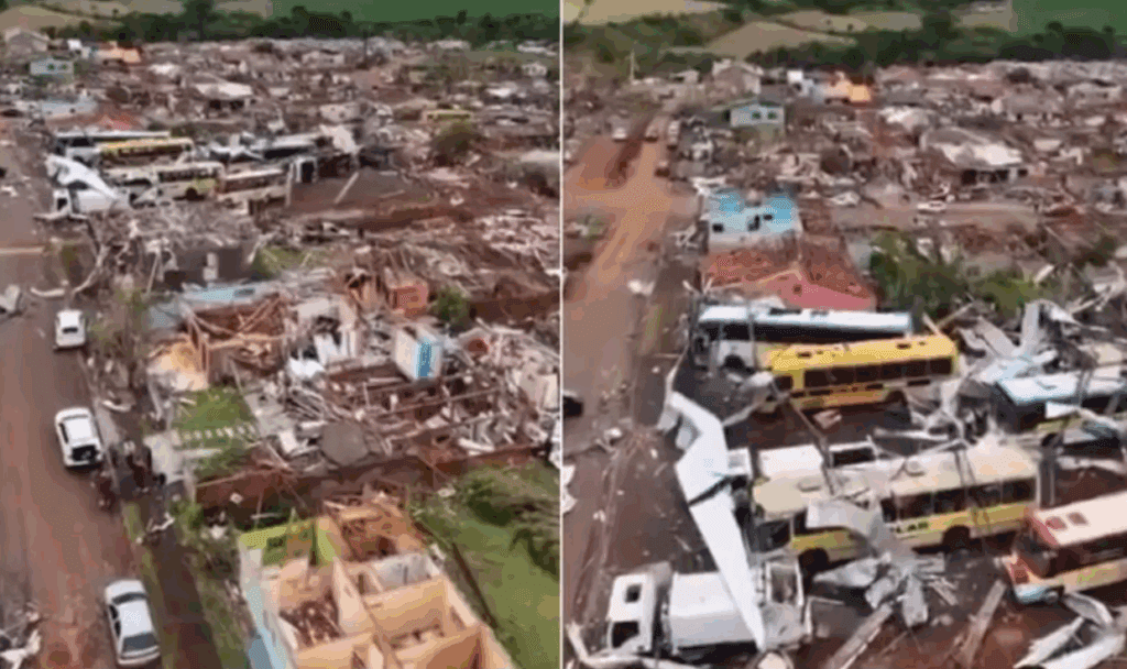 Mais de mil pessoas ficam desalojadas após tornado devastar cidade no Paraná