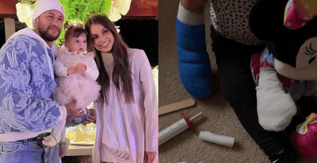 Filha de Neymar teve 90% do dedo partido em acidente doméstico, diz mãe da menina