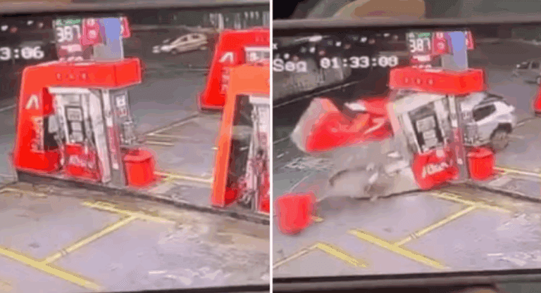 VÍDEO: Carro invade posto de combustíveis e destrói bomba em SP