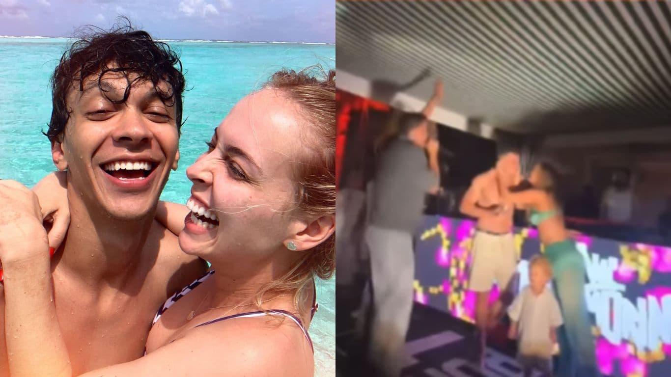 Um mês após divórcio, Tata e Cocielo se beijam em festa