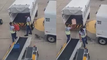 Vídeo mostra funcionário de aeroporto arremessando malas de passageiros em BH