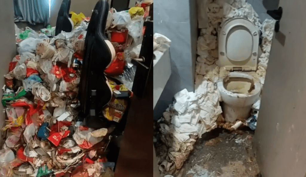 Quarto de hotel gamer fica tomado por lixo após hóspede passar dois anos isolado