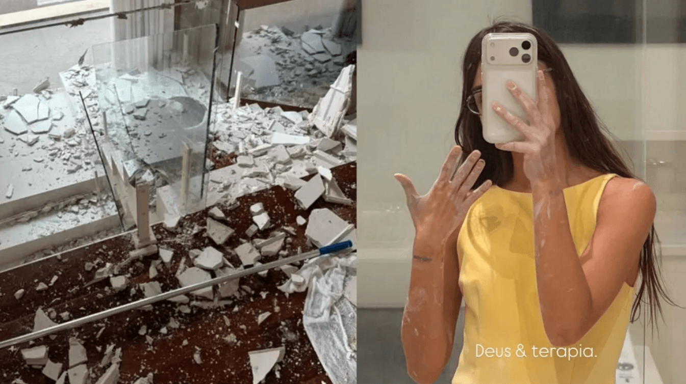 Teto da casa de Amanda Kimberlly desaba durante fortes chuvas em São Paulo