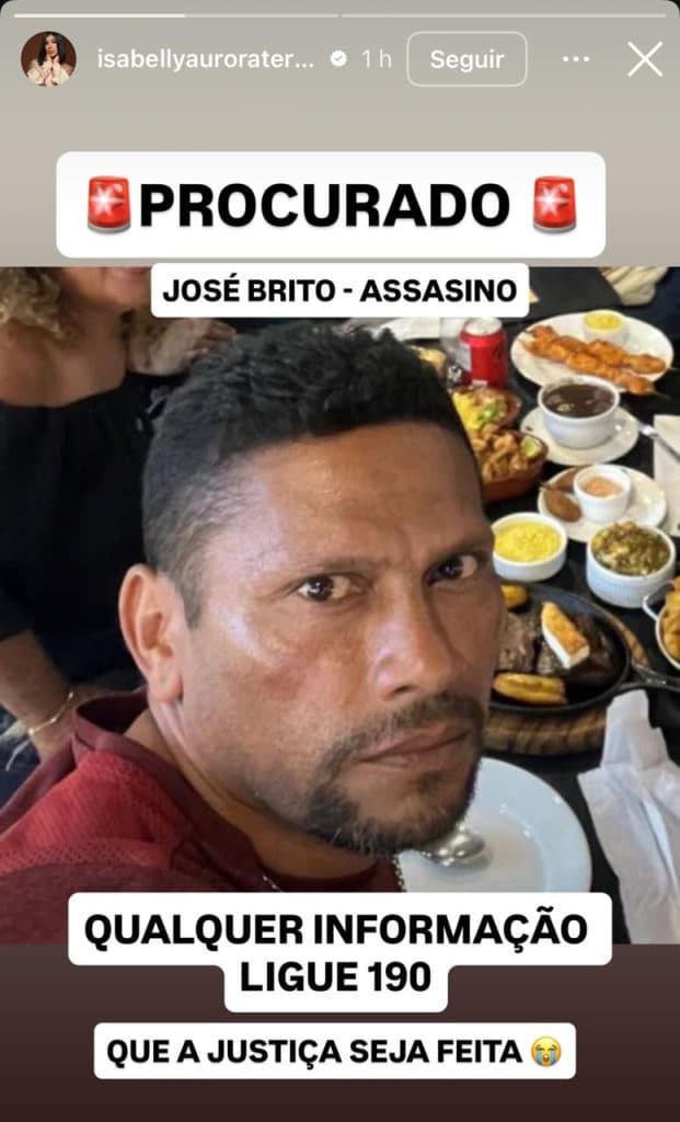 Após assassinato da mãe, Isabelly Aurora publica foto de suspeito em Manaus