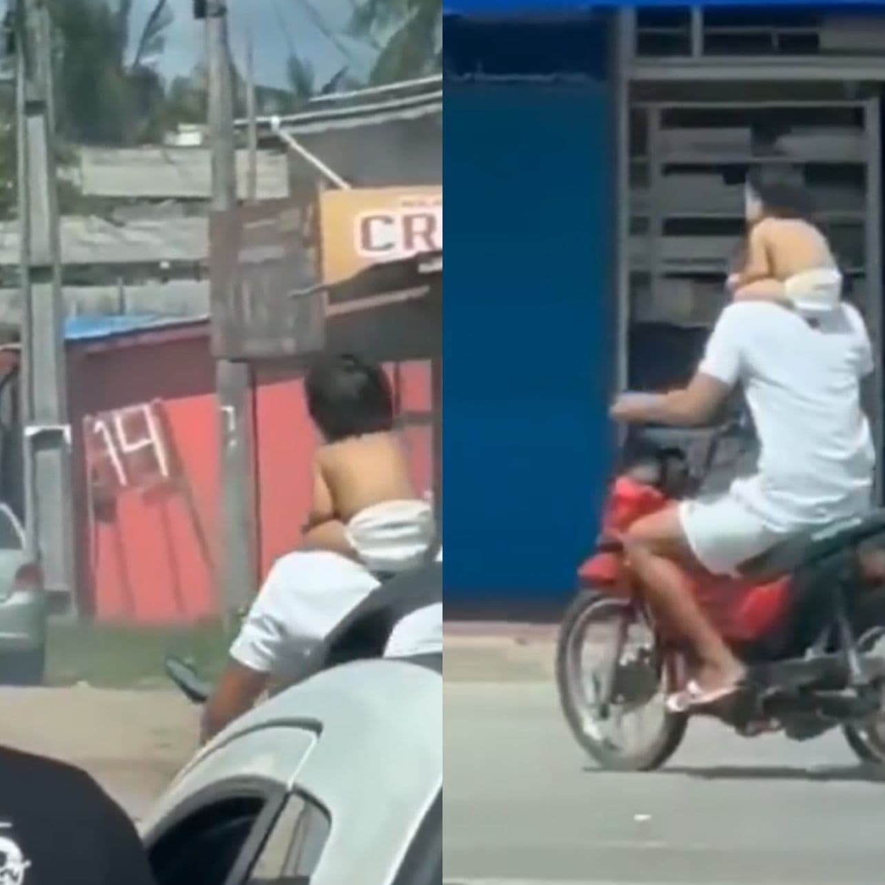 VÍDEO: Homem é preso após ser flagrado pilotando moto com criança apoiada na nuca