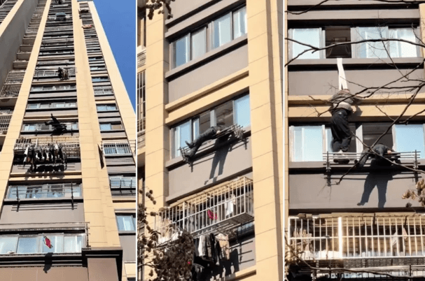 Idoso cai do 15º andar e é salvo por varal de roupas na China