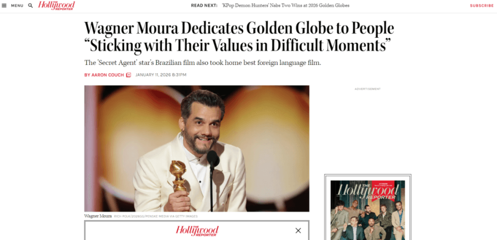 Vitórias do Brasil no Globo de Ouro 2026 ganham destaque na imprensa internacional