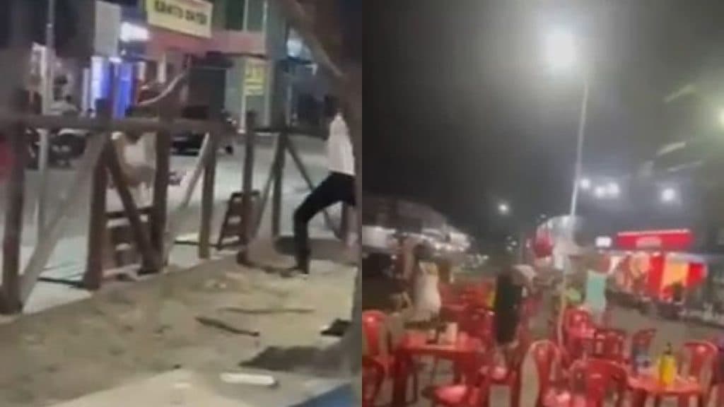 Confusão em praça termina em cadeiradas e pauladas na Bahia