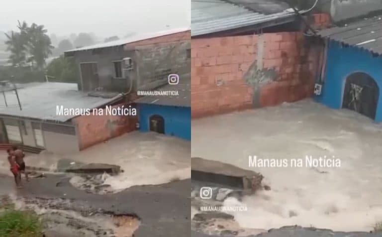 Casa fica alagada após forte chuva na zona Norte de Manaus