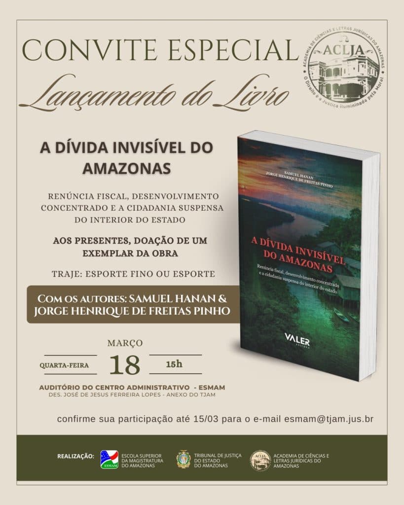 Em novo livro, Samuel Hanan e Jorge Pinho investigam a ‘dívida invisível’ do modelo Zona Franca