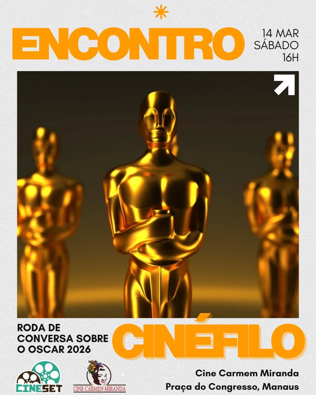 “Encontro Cinéfilo”: Evento em Manaus traz debates sobre o Oscar 2026 na véspera da cerimônia