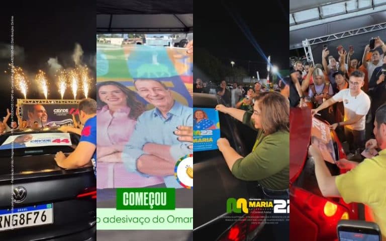 Candidatos ao governo do Amazonas iniciam campanha com adesivaço em Manaus