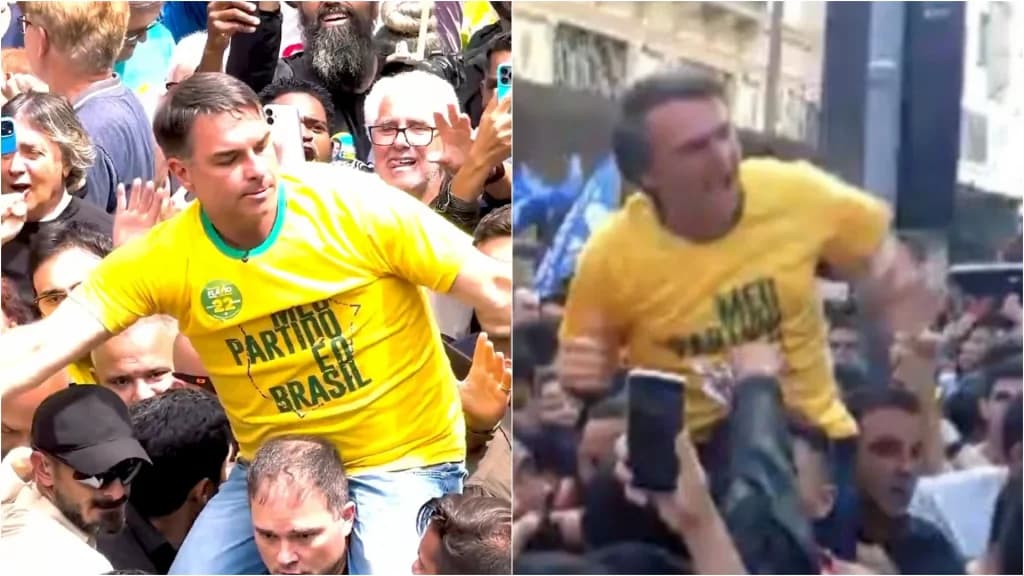 Flávio Bolsonaro refaz em Juiz de Fora trajeto onde pai sofreu atentado em 2018
