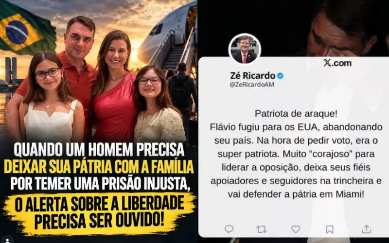 Flávio Bolsonaro nos EUA vira munição política no Amazonas