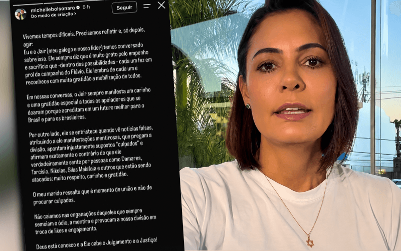 Michelle divulga recado de Jair Bolsonaro e pede união entre aliados