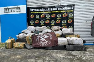 A Polícia Federal apreendeu, na manhã desta quinta-feira (20), cerca de 1.540kg de substância entorpecente do tipo skunk avaliada em R$ 20 milhões