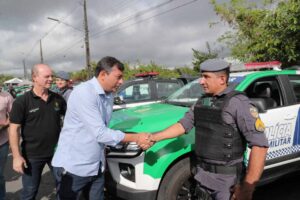 O governador Wilson Lima entregou, nesta segunda-feira (13), 48 novas viaturas para as Polícias Civil (PC-AM) e Militar do Amazonas (PMAM).