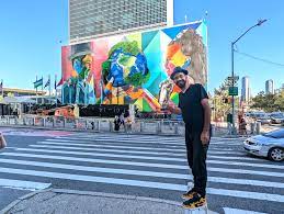 Eduardo Kobra inaugura mural em fachada da ONU, em Nova York