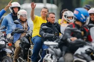 O presidente da República e candidato à reeleição, Jair Bolsonaro (PL), participou de uma motociata em São Paulo, na manhã deste sábado (1º)