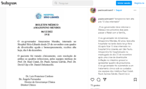 Amazonino Mendes recebe alta após 13 dias internado