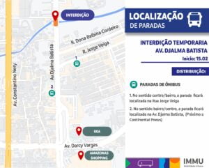 Pontos de ônibus são alterados na avenida Djalma Batista nesta quarta-feira, 15
