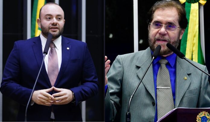 Foto colorida mostra imagem do deputado federal Fausto Júnior e do senador Plínio Valério