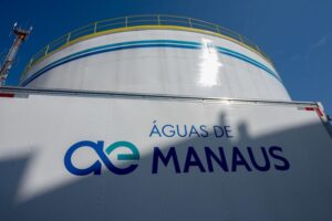 Imagem colorida mostra estação da Águas de Manaus