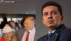 Imagem colorida mostra vídeo postado de Flávio Dino com humorista e a direita o deputado estadual delegado Péricles