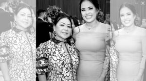 Imagem em preto e branco mostra a primeira-dama Taiana Lima com sua mãe