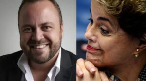 Imagem colorida mostra a esquerda o ex-assessor de Dilma, Anderson Braga Dorneles, conhecido como 'menino da Dilma' e a ex-presidente Dilma Rousseff a direita