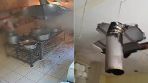 VÍDEO: Panela de pressão explode e deixa buraco em teto de igreja em Goiás
