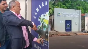 VÍDEO: Vereadores usam serra elétrica para abrir porta de Câmara no interior do MA