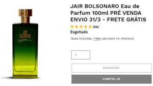 Perfume de Bolsonaro esgota em menos de 12 horas da pré-venda