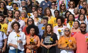 Ato no centro do Rio de Janeiro marca os 6 anos da morte de Marielle Franco