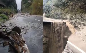 Rodovia na fronteira com a China foi arrastada após grave deslizamento de terra na Índia