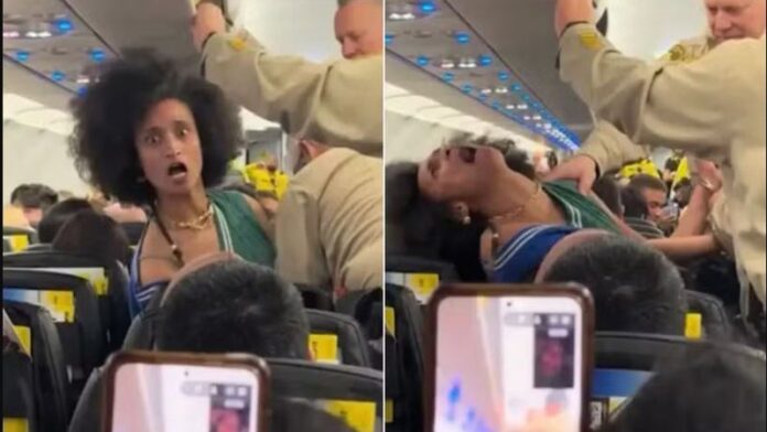 VÍDEO: Mulher viraliza ao se contorcer e é retirada pela polícia de avião: 