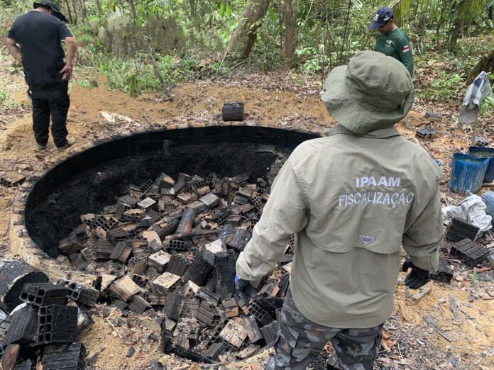 Ipaam destrói fornos para fabricação de carvão ilegal na região metropolitana de Manaus